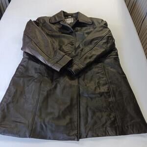 Brown Leather Jacket Women's Size 2XL Excelled Collection Classy Buttons Pockets